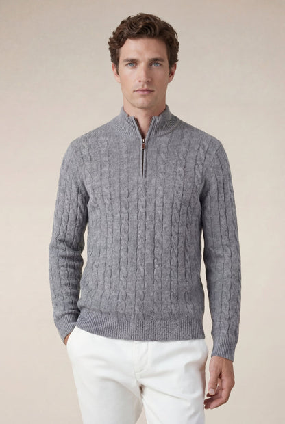 Cashmere Quarter Zip Dark Grey