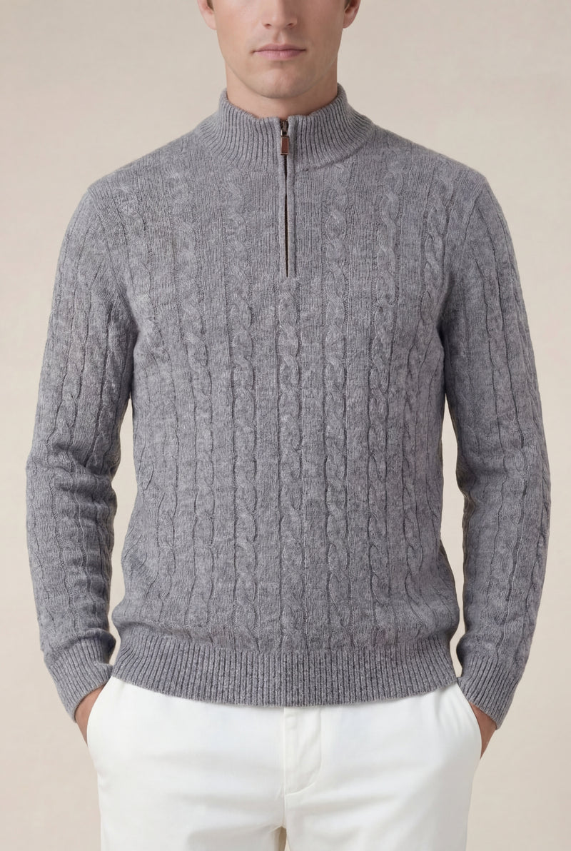 Cashmere Quarter Zip Dark Grey