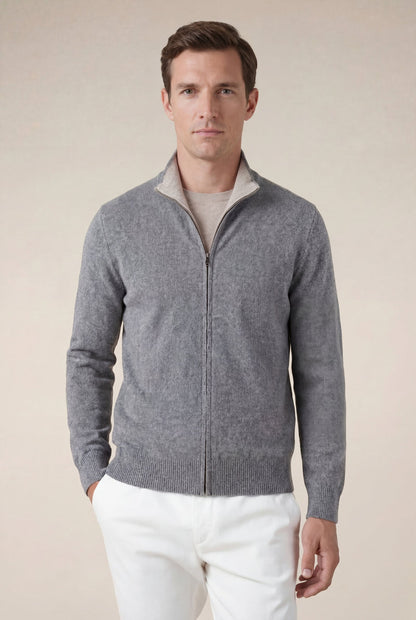 Cashmere Full-Zip Knit Grey