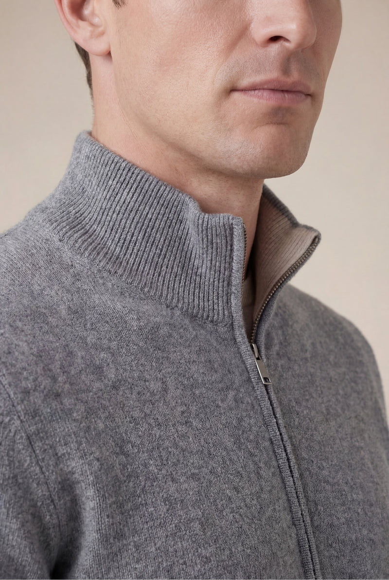 Cashmere Full-Zip Knit Grey