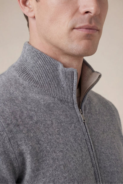 Cashmere Full-Zip Knit Grey