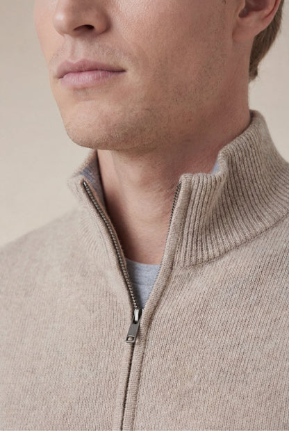 Cashmere Full-Zip Knit Beige