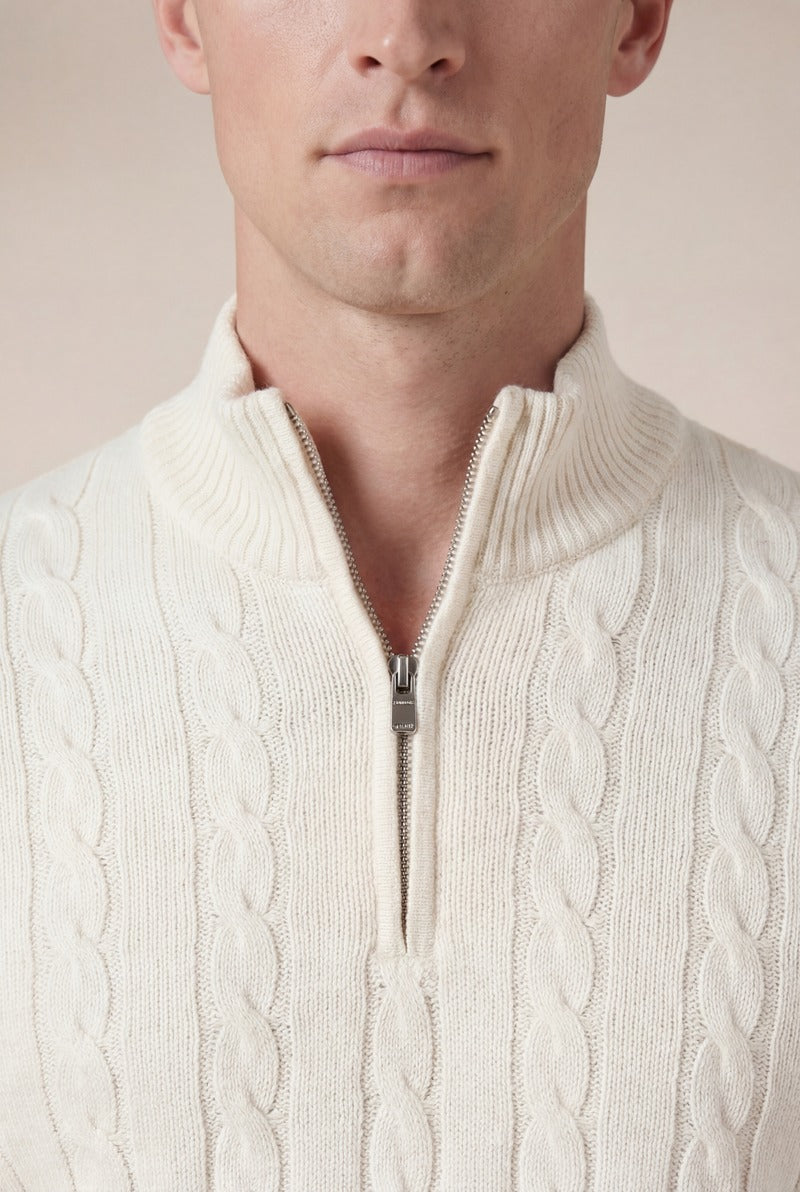 Cashmere Quarter Zip Beige