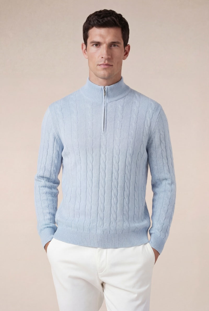 Cashmere Quarter Zip Baby Blue