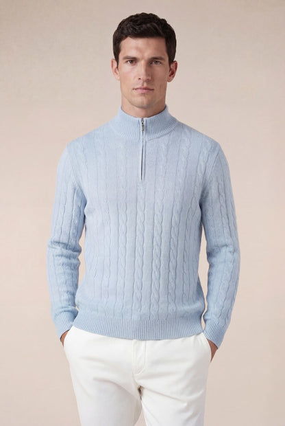 Cashmere Quarter Zip Baby Blue