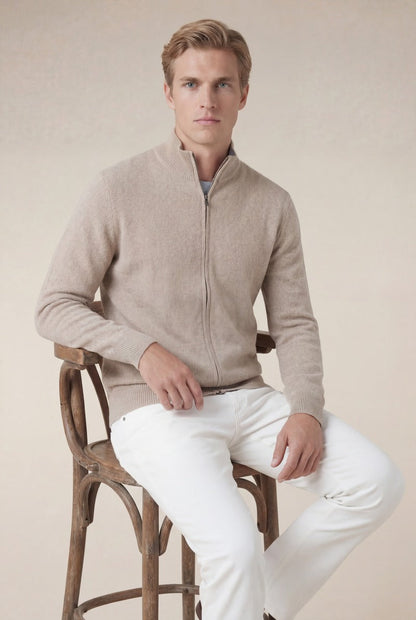 Cashmere Full-Zip Knit Beige