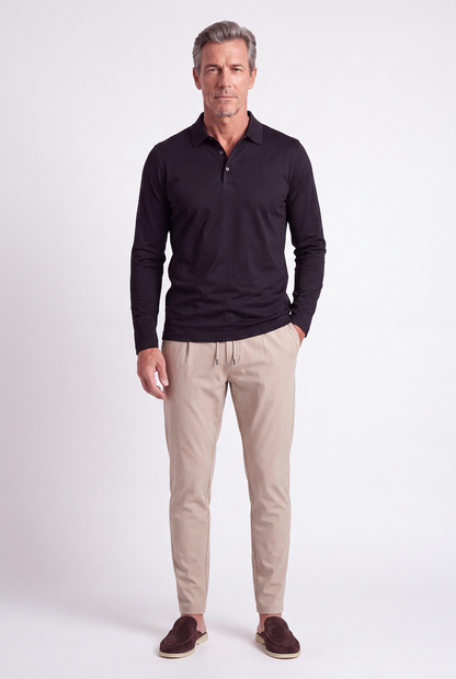 Black Long Sleeve Polo