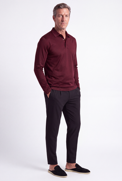 Burgundy Long Sleeve Polo